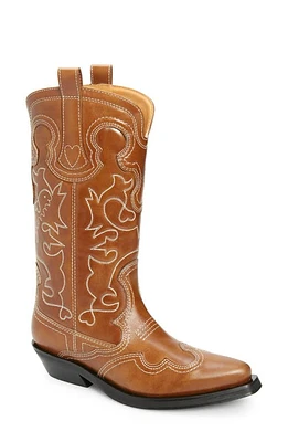 Ganni Embroidered Western Boot Tigers Eye at Nordstrom,