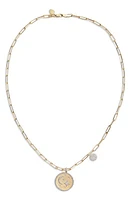 Meira T Pavé Diamond Coin Pendant Necklace in Yellow Gold at Nordstrom, Size 18