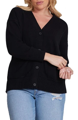 MINNIE ROSE Oversize Cotton & Cashmere Cardigan Black at Nordstrom,