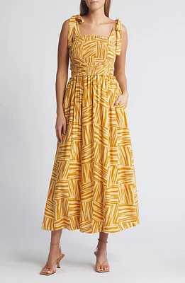 Lost + Wander Angel Disguise Abstract Print Midi Sundress Orange White Graphic at Nordstrom,