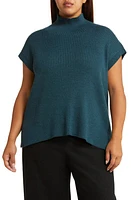 Eileen Fisher Turtleneck Short Sleeve Merino Wool Sweater in Alpine at Nordstrom, Size 1X