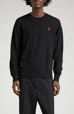 Ami PARIS de Coeur Wool Crewneck Sweater Black at Nordstrom,