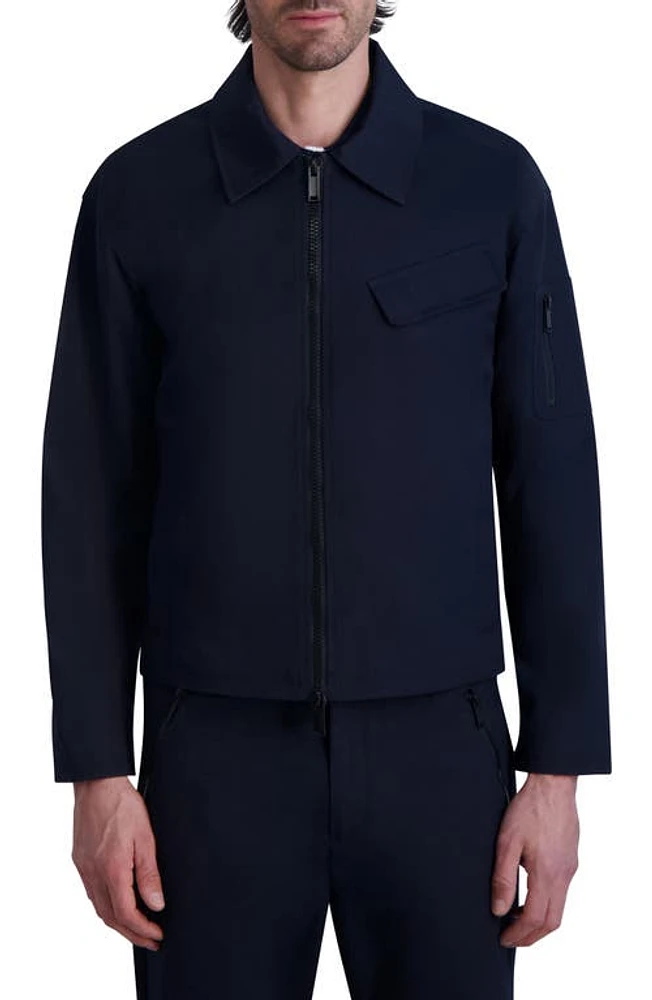 Karl Lagerfeld Paris Zip-Up Work Jacket Navy at Nordstrom,