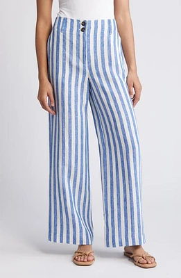 Boden Westbourne Wide Leg Linen Trousers Stripe at Nordstrom,