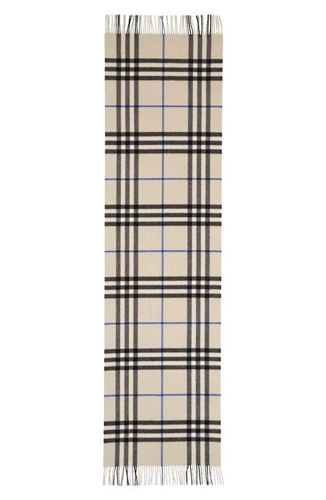 burberry Giant Check Washed Cashmere Fringe Scarf in Lichen at Nordstrom