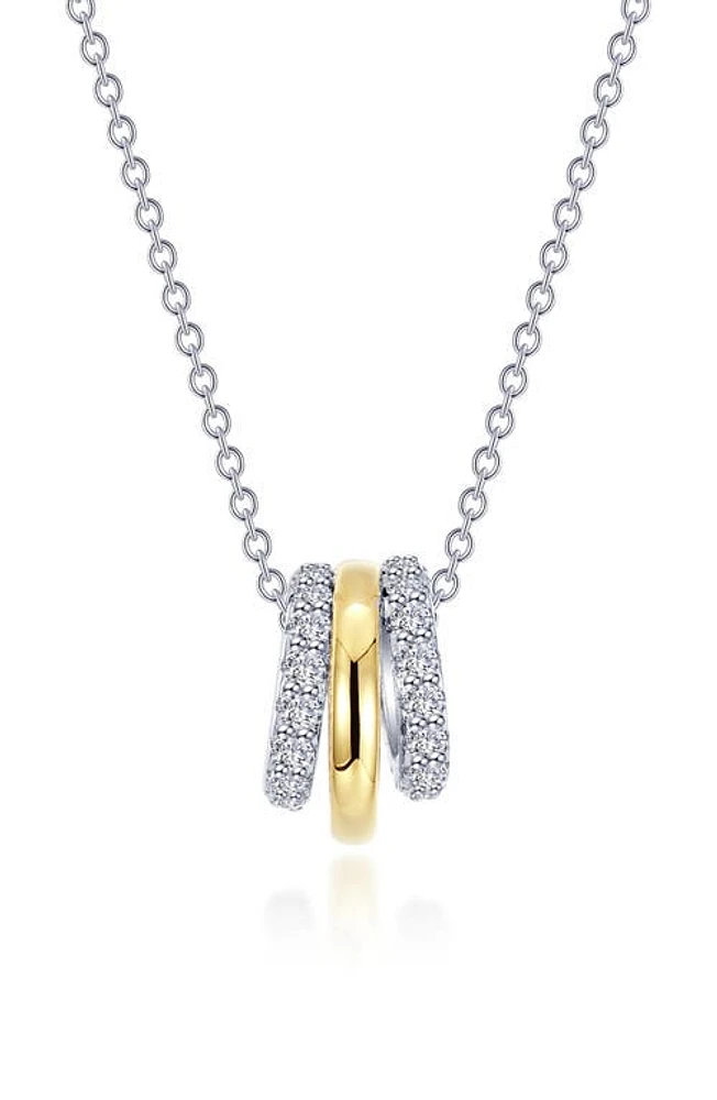 Lafonn Two-Tone Simulated Diamond Tube Charm Necklace in Two Tone at Nordstrom, Size 20