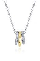 Lafonn Two-Tone Simulated Diamond Tube Charm Necklace in Two Tone at Nordstrom, Size 20