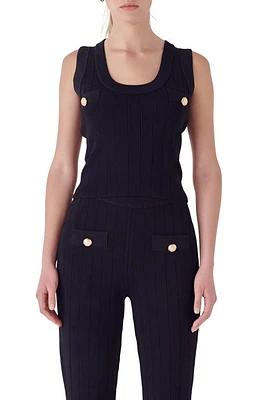 Endless Rose Shank Button Knit Tank Black at Nordstrom,