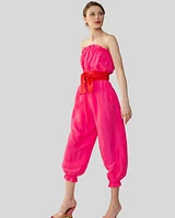 Cynthia Rowley SILK STRAPLESS JUMPSUIT in Pink at Nordstrom, Size Large