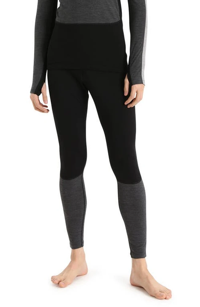 Icebreaker 200 ZoneKnit Merino Wool Thermal Leggings Black/Jet Heather/Cb at Nordstrom,