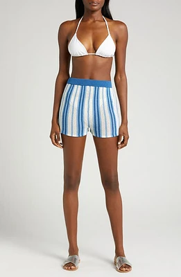 Solid & Striped Charlie Stripe Cover-Up Shorts Mariana Blue at Nordstrom,