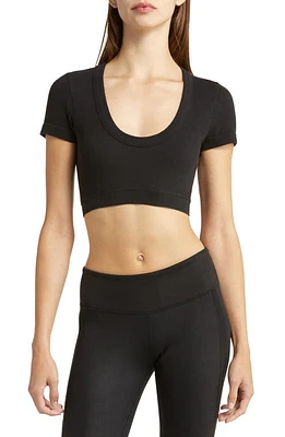 Alo Serene Rib Crop Top in Black at Nordstrom, Size Medium