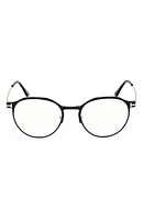 TOM FORD 52mm Round Blue Light Blocking Glasses in Matte Black at Nordstrom