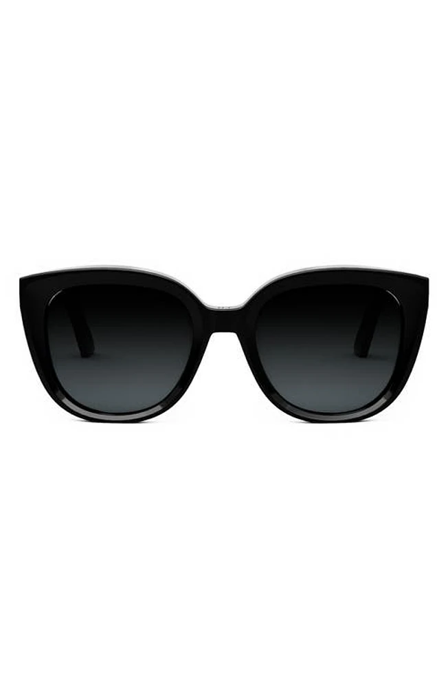 ‘DiorMidnight R1I 54mm Butterfly Sunglasses in Shiny Black /Gradient Smoke at Nordstrom