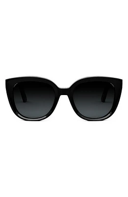 ‘DiorMidnight R1I 54mm Butterfly Sunglasses in Shiny Black /Gradient Smoke at Nordstrom