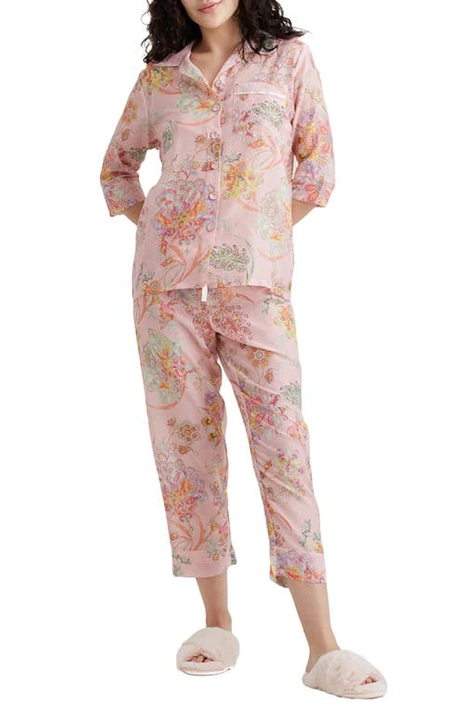 Papinelle Coco Cotton & Silk Crop Pajamas Pink at Nordstrom,