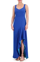 Vince Camuto Ruffle Slit Scuba Crepe Dress Cobalt at Nordstrom,