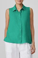 Eileen Fisher Classic Sleeveless Organic Linen Button-Up Shirt at Nordstrom,