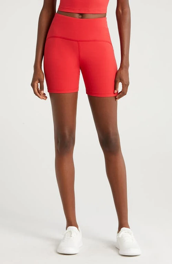 Beyond Yoga POWERBEYOND Strive Bike Shorts Retro Red at Nordstrom,