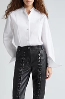 Stella McCartney Plastron Bibbed Cotton Button-Up Shirt 9000 - Pure White at Nordstrom, Us