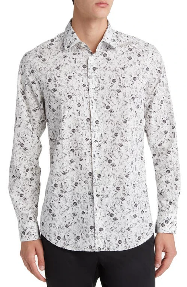 Paul Smith Floral Print Dress Shirt in Whites at Nordstrom, Size 18