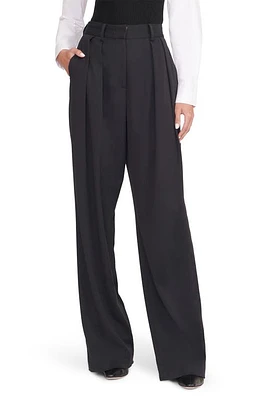 STAUD Luisa Pleated Wide Leg Pants Black at Nordstrom,