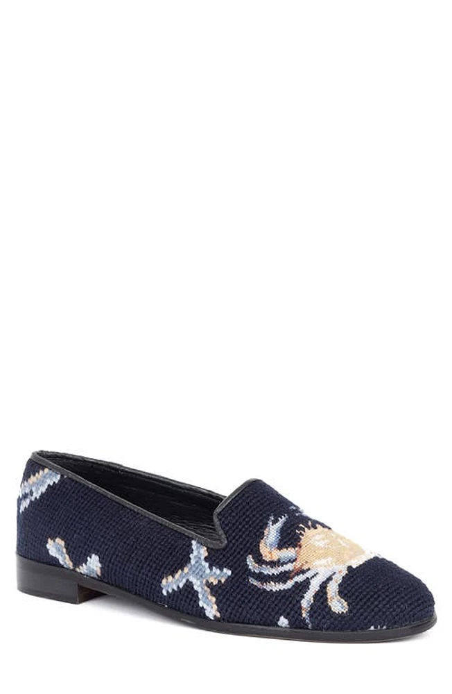 ByPaige BY PAIGE Needlepoint Crab Flat Navy at Nordstrom,