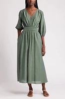 Nordstrom Smocked Waist Cotton & Silk Dress at Nordstrom,