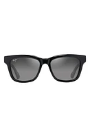 Maui Jim HanoHano 53mm Gradient PolarizedPlus2 Sunglasses in Shiny Black W/trans Light Grey at Nordstrom