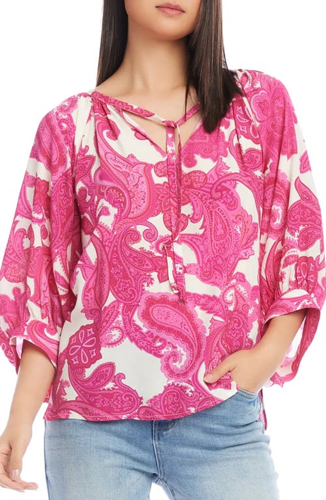 Karen Kane Print Tie Neck Top Paisley at Nordstrom,