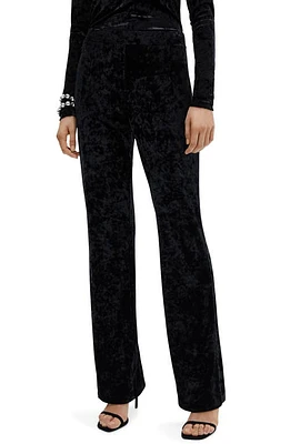 MANGO High Waist Straight Leg Velvet Pants Blue at Nordstrom,