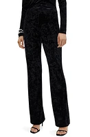 MANGO High Waist Straight Leg Velvet Pants Blue at Nordstrom,