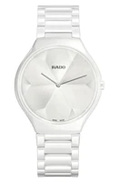 RADO True Thinline x Great Gardens of the World Ceramic Bracelet Watch, 39mm in Light at Nordstrom