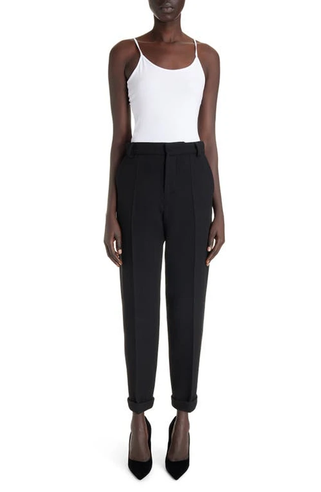 Balmain Straight Leg Virgin Wool Crepe Pants 0Pa Black at Nordstrom, Us