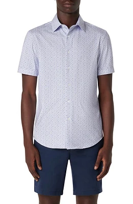 Bugatchi Miles OoohCotton Dot Print Short Sleeve Button-Up Shirt Lavender at Nordstrom,