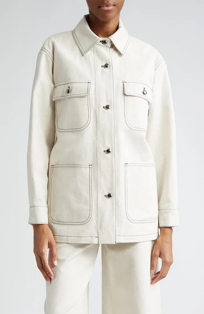 Max Mara Dardano Twill Cargo Jacket Ivory at Nordstrom,