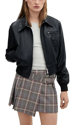 MANGO Plaid Wrap Miniskirt Grey at Nordstrom,