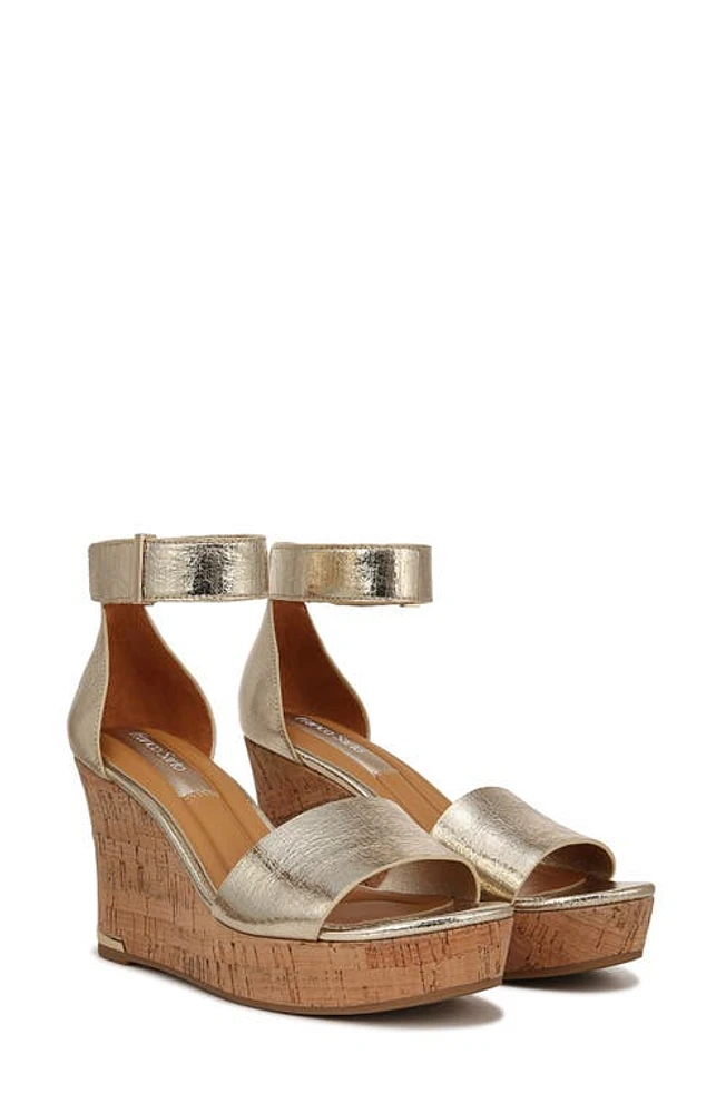 Franco Sarto Clemens Ankle Strap Wedge Sandal Gold at Nordstrom,