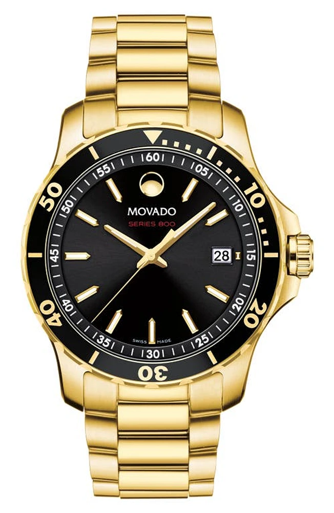 Movado Series 800 Bracelet Watch, 40mm in Gold/Black/Gold at Nordstrom