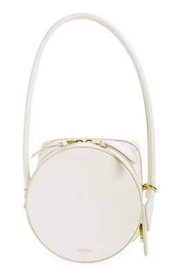 Jacquemus Le Vanito Circular & Square Croc Embossed Leather Shoulder Bag in Light Ivory at Nordstrom