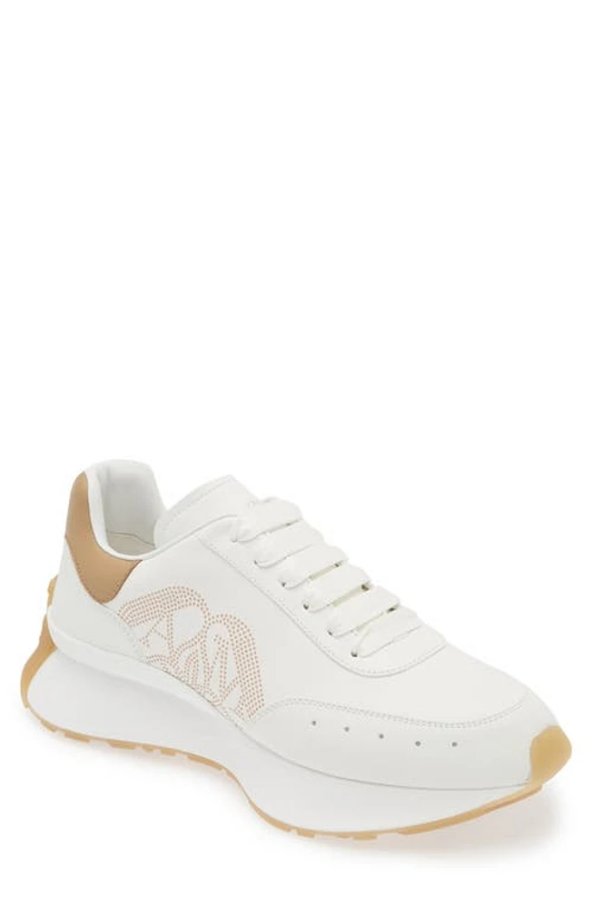 Alexander McQueen Sprint Runner Sneaker White/Camel at Nordstrom,