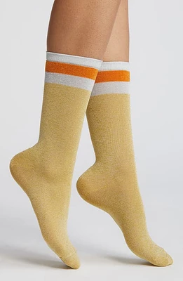 HIGH HEEL JUNGLE Varsity Metallic Knit Socks in Gold at Nordstrom