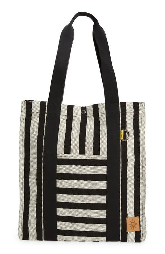 GOODEE Efi Bassi Cotton Canvas Market Tote in Black And White Stripe at Nordstrom