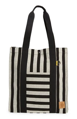 GOODEE Efi Bassi Cotton Canvas Market Tote in Black And White Stripe at Nordstrom