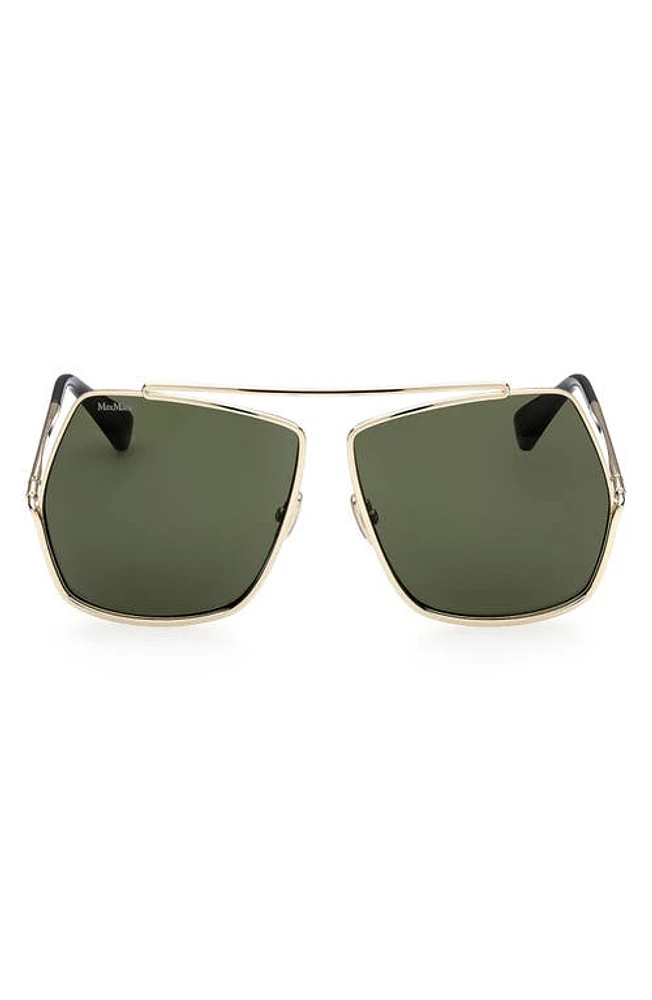 Max Mara 64mm Geometric Sunglasses in Shiny Gunmetal /Smoke at Nordstrom