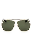 Max Mara 64mm Geometric Sunglasses in Shiny Gunmetal /Smoke at Nordstrom