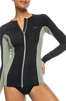 Roxy Pro Performance Long Sleeve Zip-Up Rashguard Anthracite at Nordstrom,