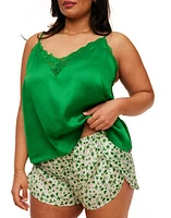 Adore Me Linny Pajama Camisole & Shorts Set Convo Green at Nordstrom,