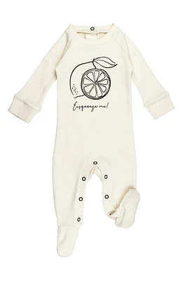 L'Ovedbaby Organic Cotton Graphic Zip Footie Buttercream Lemon at Nordstrom,