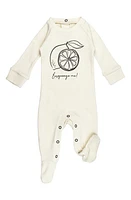 L'Ovedbaby Organic Cotton Graphic Zip Footie Buttercream Lemon at Nordstrom,